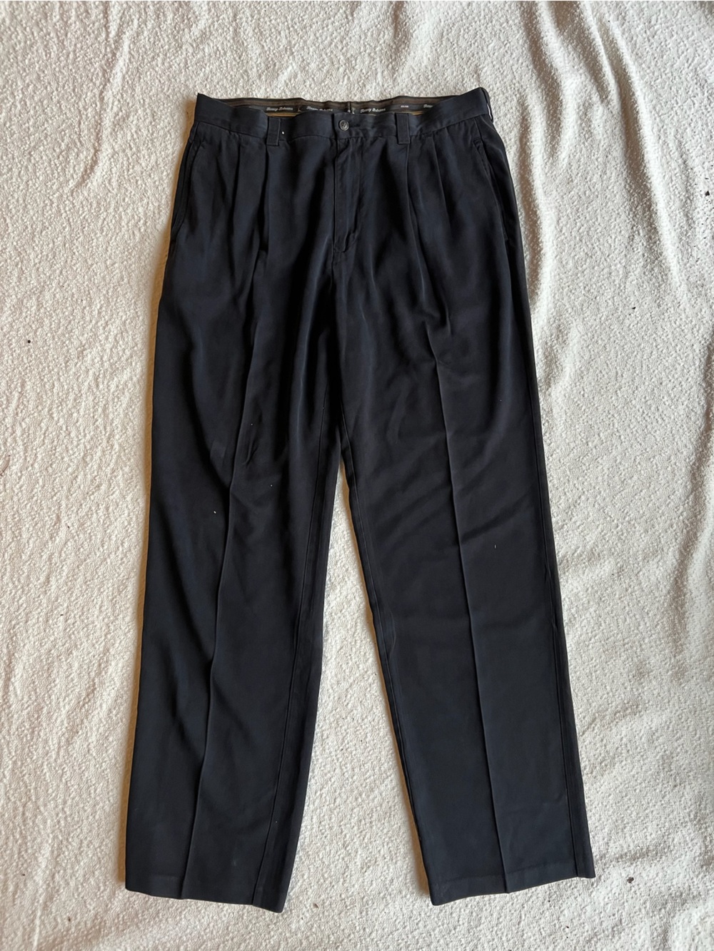 Tommy Bahama Relax Silk Pleated Dress Pants Mens 36x32 Black Twill Slacks Luxury